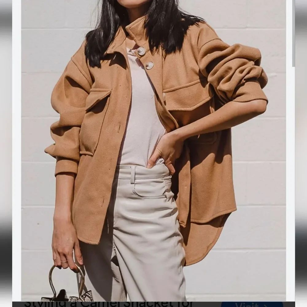 XL Tan Camel Button-Up Shacket